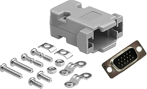 High Density DB15 Solder Male Connector complete bundle DIY Kit includes connector, plastic hood and screws.