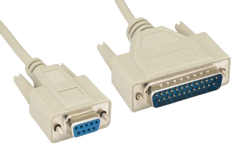 CompuCablePlusUSA.com Null Modem Cable Shielded, Molded, Beige (DB9 to DB25, Female to Male)