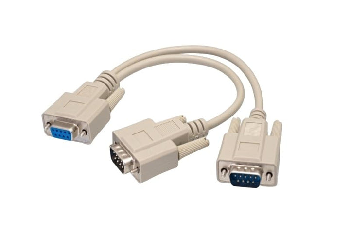 RS-232 Serial Cable Splitter Y Cable, Shielded, Molded, Beige, 10.5 inches (including connectors) (DB9 Female x 1 to DB9 Male x 2)