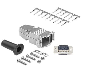 High Density DB15 Crimp Male Connector complete bundle DIY Kit includes connector, housing, male crimp pin, strain relief grommets and screws.