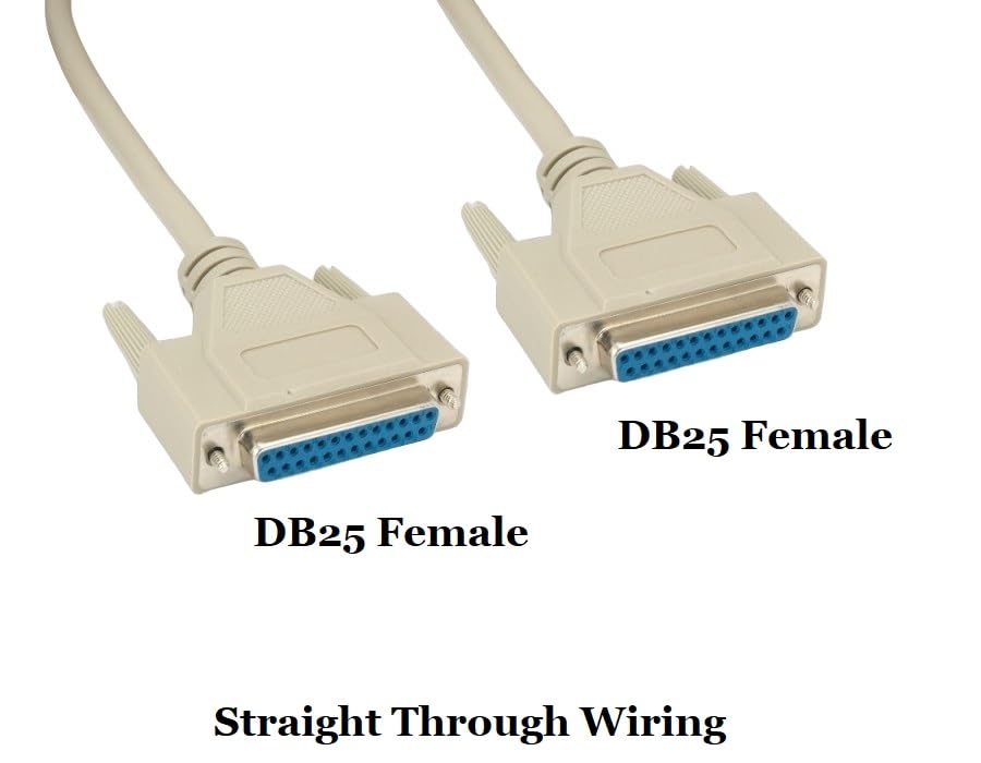 CompuCablePlusUSA.com RS-232 Serial Cable Shielded, Molded, Beige (DB25 to DB25, Female to Female, 6 Feet)