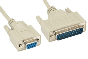 CompuCablePlusUSA.com AT Modem Cable, Shielded, Molded, Beige (DB9 to DB25, Female to Male)