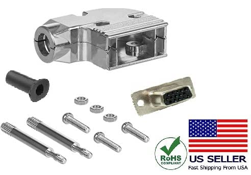 High Density DB15 Female Solder Type Shielded Metal Elbow Hood