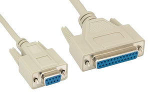 CompuCablePlusUSA.com Null Modem Cable Shielded, Molded, Beige (DB9 to DB25, Female to Female)