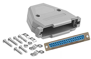 DB37 Solder Female Connector complete bundle DIY Kit includes connector, plastic hood and screws.