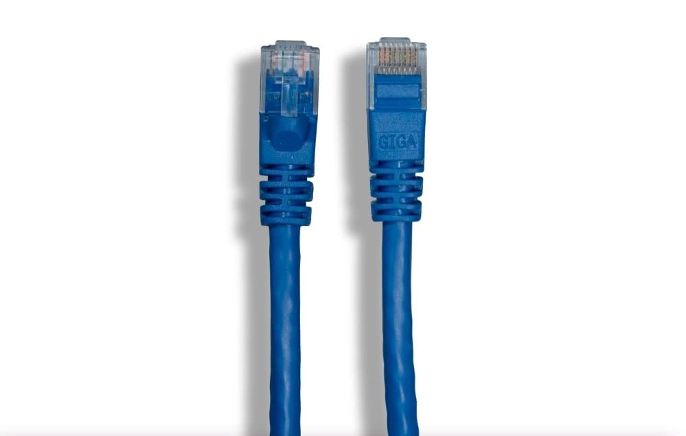 CompuCablePlusUSA.com A black CAT. 6 unshielded Ethernet cable with RJ45 connectors at both ends Blue.