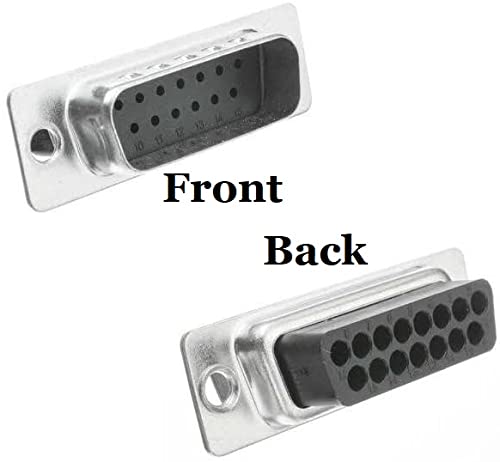 15 Pin D-Sub Crimp Type Male Connector Front and Back Images.