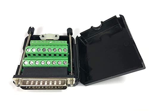 DB25 Male D-Sub Solderless Breakout Terminal Block Connector with Case and Thumb Screws Complete Bundle DIY Kit.