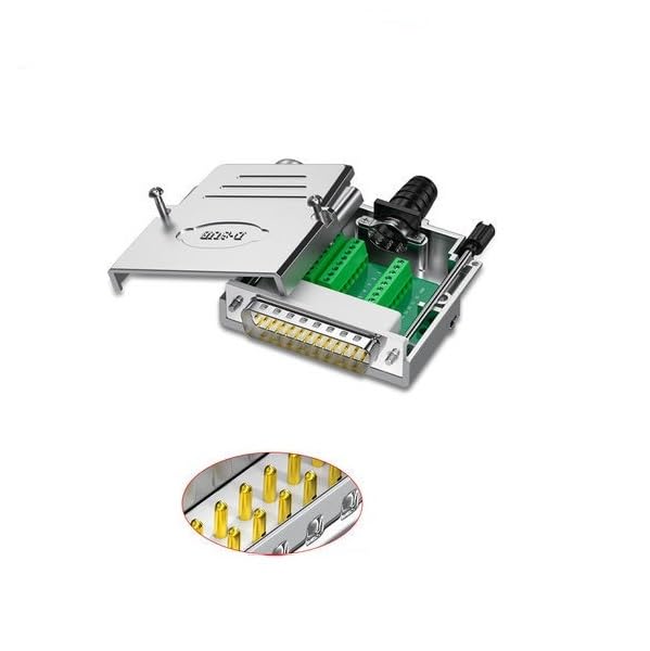 CompuCablePlusUSA.com DB25 Male Solderless Type Shielded Metal Hood Solderless Breakout Connector RS232 D-SUB Serial Adapter (DB25, Male)