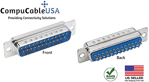 DB25 Male Solder Connector front and back views