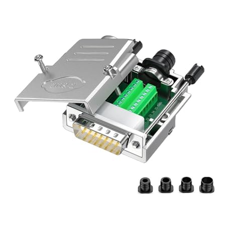 CompuCablePlusUSA.com DB15 Male Solderless Type Shielded Metal Hood Solderless Breakout Connector RS232 D-SUB Serial Adapter.