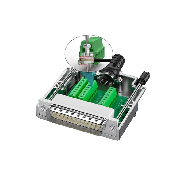 CompuCablePlusUSA.com DB25 Male Solderless Type Shielded Metal Hood Solderless Breakout Connector RS232 D-SUB Serial Adapter (DB25, Male)
