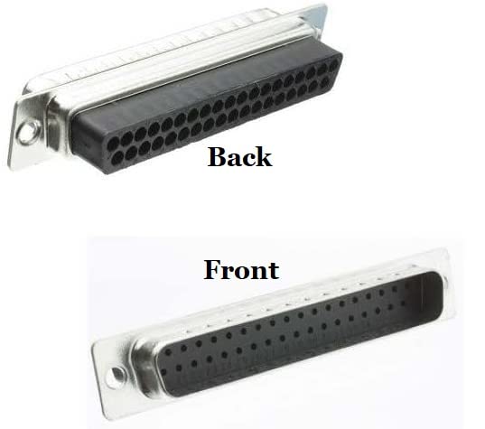 37 Pin D-Sub Crimp Type Male Connector Front and Back Images.  