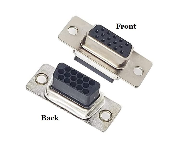 High Density 15 Pin D-Sub Crimp Type Female Connector Front and Back Images.