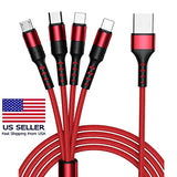 USB Cable 4 in 1 Fast Charging Cord for Cell Phones Tablets (Compare at Amazon Price $16.35)