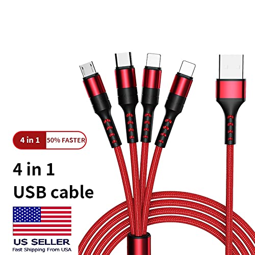 USB Cable 4 in 1 Fast Charging Cord for Cell Phones Tablets