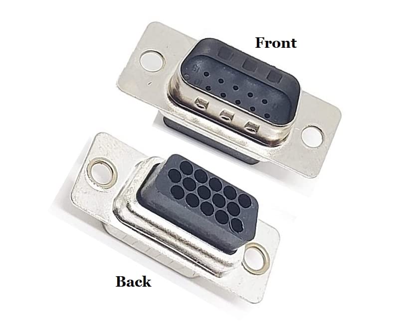 High Density 15Pin D-Sub Crimp Type Male Connector Front and Back Images.  