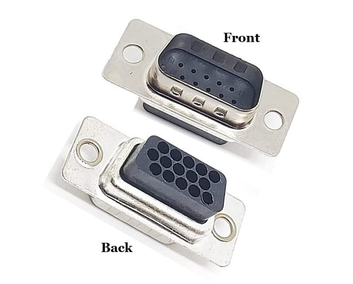 High Density 15Pin D-Sub Crimp Type Male Connector Front and Back Images.  