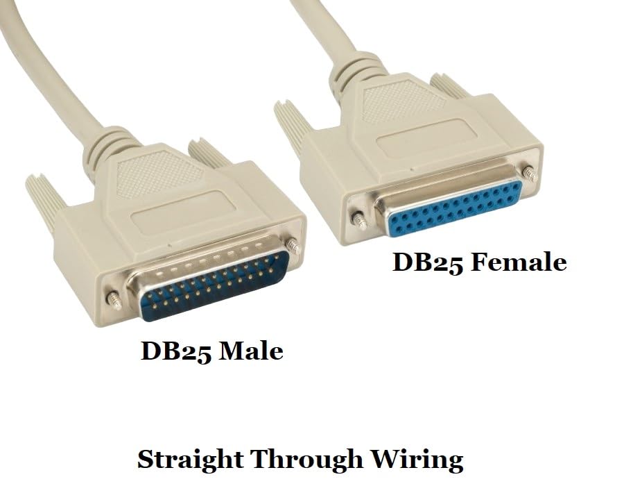 CompuCablePlusUSA.com RS-232 Serial Cable Shielded, Molded, Beige (DB25 to DB25, Male to Female).