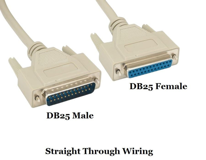 CompuCablePlusUSA.com RS-232 Serial Cable Shielded, Molded, Beige (DB25 to DB25, Male to Female).