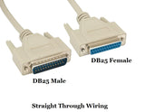 CompuCablePlusUSA.com RS-232 Serial Cable Shielded, Molded, Beige (DB25 to DB25, Male to Female).