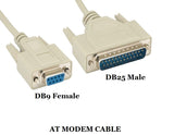 CompuCablePlusUSA.com AT Modem Cable, Shielded, Molded, Beige (DB9 to DB25, Female to Male).