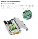 Compucableplususa.com High Density DB15 Solderless Type Shielded Metal Hood Solder Free Breakout Connector RS232 D-SUB Serial Adapter (High Density DB15, Male) Pure Copper Terminal Block.