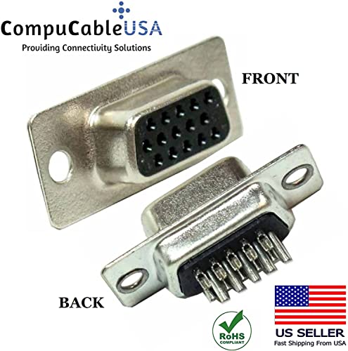 High Density DB15 Female Solder Type Shielded Metal Elbow Hood