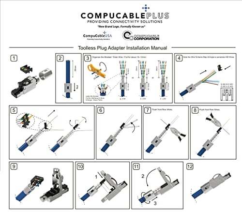 CAT.8 Ethernet Connector RJ45 Toolless Shielded Termination Plug, 2 PCS/Pack