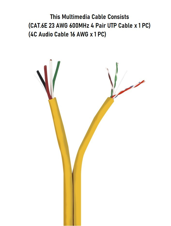 2 in  1 Multiple Conductor Cable - CAT.6 Type 3 : [CAT.6 Ethernet x 1 PC] + [4C Audio Cable x 1 PC] - Multimedia 2 in 1 Combination Cable