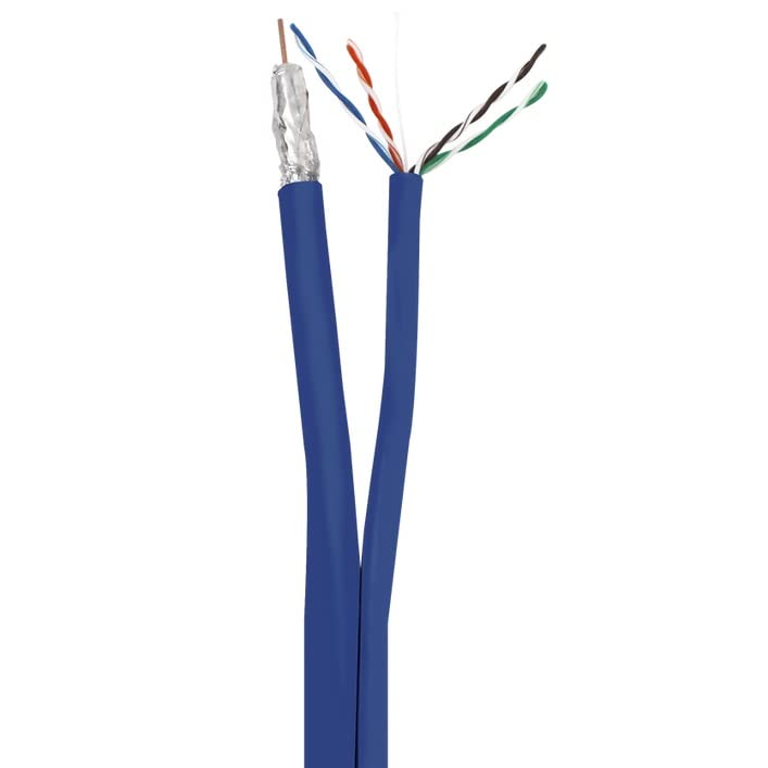 2 in 1 Multiple Conductor Cable - CAT.6 Type 1 : [CAT.6 Ethernet x 1 PC] + [RG-6/U Quad Shield Coaxial Cable x 1 PC] - Multimedia 2 in 1 Combination Cable.