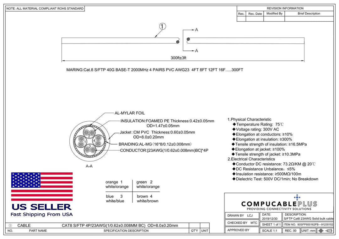 CAT. 8 Ethernet Bulk Cable (300FT/500FT)