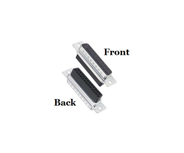 DB25 Male Crimp Type Connector Front and Back Views.