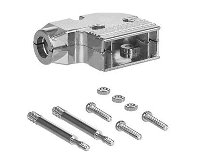 Right angle metal hood, shielded hood, screws.