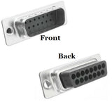 DB15 Male  Crimp Connector Front and Back views.