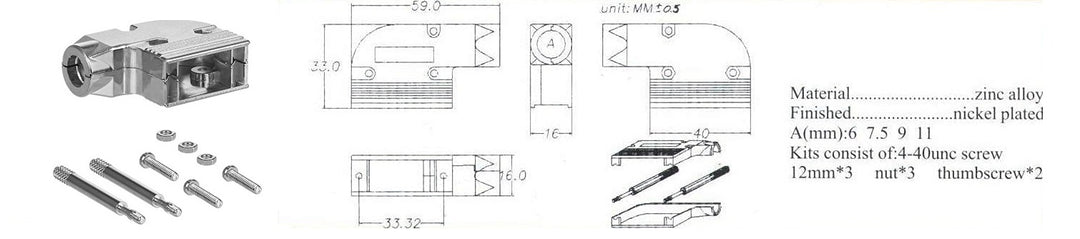 90-degree elbow shielded metal hood, screws