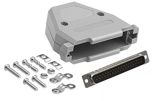 DB37 Solder Male Connector complete bundle DIY Kit includes connector, plastic hood and screws.