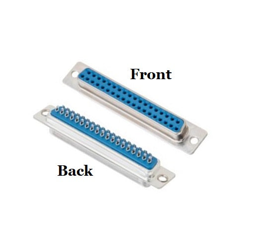 DB37 Female Solder Connector Front and Back Views.