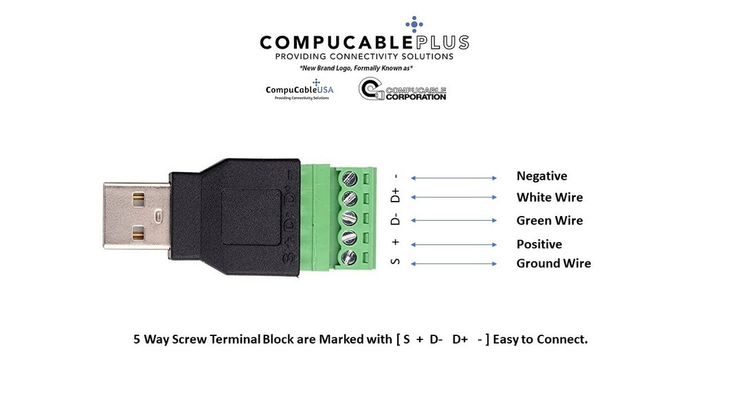 USB 2.0 Male Screw Terminal x 2 PCS