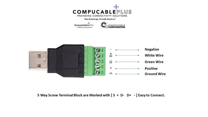 USB 2.0 Male Screw Terminal x 2 PCS