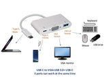 CompuCablePlusUSA.com 3-in-1 USB-C Adapter – VGA (HD15), USB-A 3.0, and Type C Charging Port.